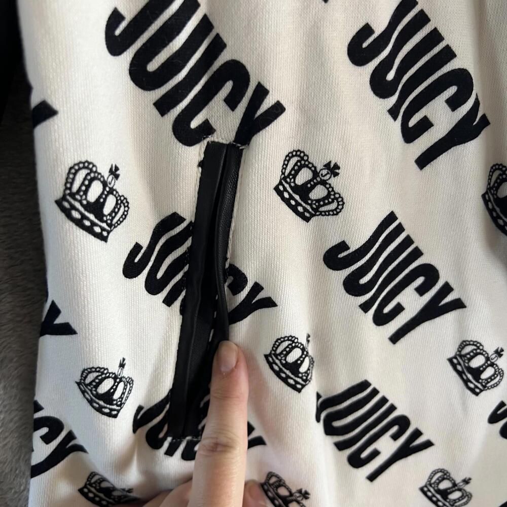 Juicy by Juicy Couture Women’s Large Logo Drape Cardigan Faux Leather Sleeves - Picture 7 of 8